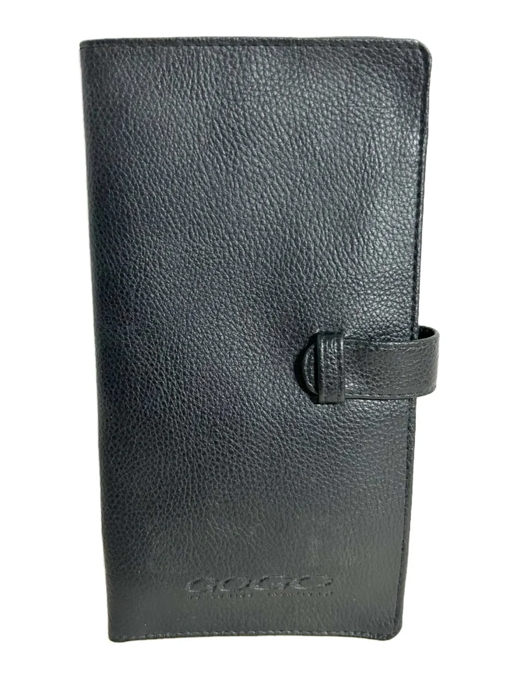 GoGo Travel Black Pebbled Leather Passport Checkbook Tab Closure Organizer Black